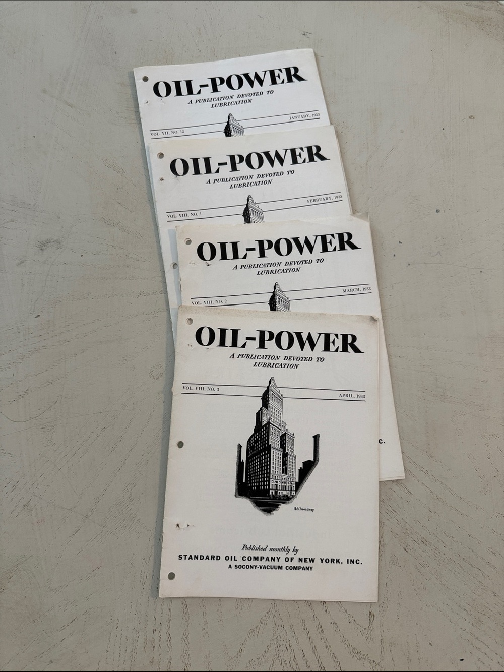 Oil-Power SOCONY lubrication publication journals 1933 (Jan -April)